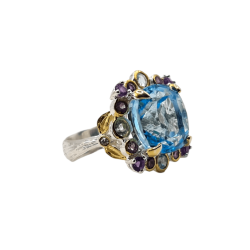 Inel din argint cu swiss blue topaz - Madammi.ro