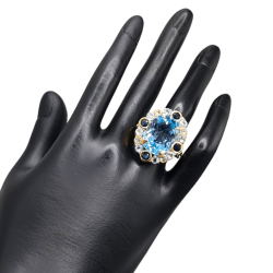 Inel argint cu topaz albastru si safir - Madammi.ro