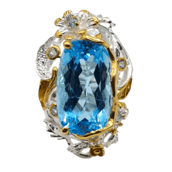 Inel argint cu topaz albastru si safir - Madammi.ro