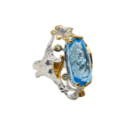 Inel argint cu topaz albastru si safir - Madammi.ro