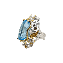 Inel argint cu topaz albastru si safir - Madammi.ro