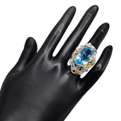 Inel argint cu topaz albastru si safir - Madammi.ro