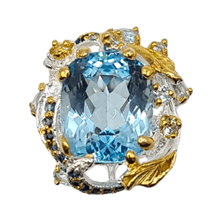 Inel argint cu topaz albastru, safir si cz - Madammi.ro