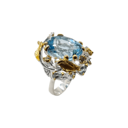 Inel argint cu topaz albastru, safir si cz - Madammi.ro