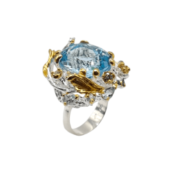 Inel argint cu topaz albastru, safir si cz - Madammi.ro
