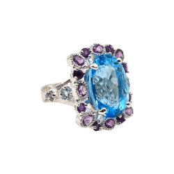 Inel argint cu topaz albastru 24ct - Madammi.ro