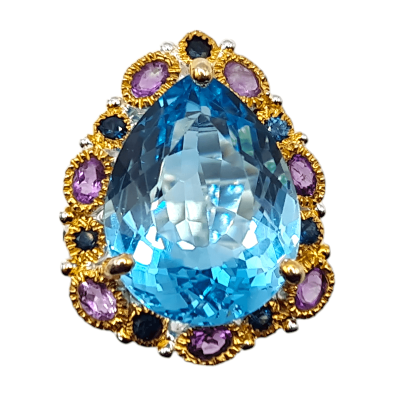 Inel argint cu topaz albastru, ametist si safir - Madammi.ro Inel argint cu topaz albastru, ametist si safir - Madammi.ro