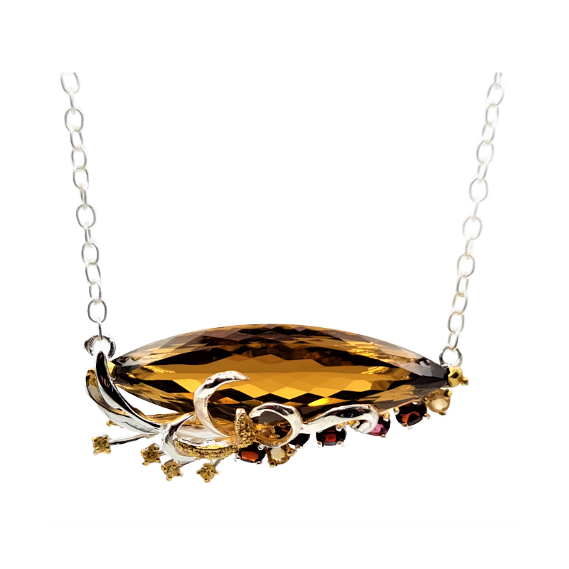 Colier din argint cu pandant cu cuart coniac 37ct, citrin, rodolit si cubic zirconia - Madammi.ro Colier din argint cu pandant cu cuart coniac 37ct, citrin, rodolit si cubic zirconia - Madammi.ro