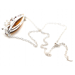 Colier din argint cu pandant cu cuart coniac 37ct, citrin, rodolit si cubic zirconia - Madammi.ro