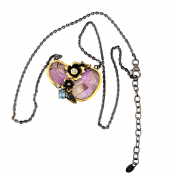 Colier din argint cu pandant cu ametrin gravat, blue topaz si zircon - Madammi.ro