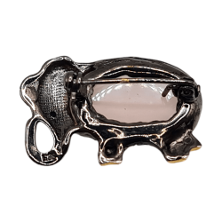 Brosa din argint cu cuart roz  - elefant norocos - Madammi.ro