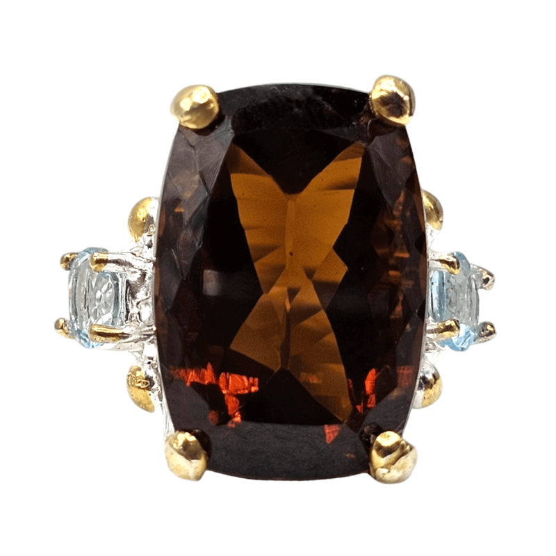 Inel argint cu cuart coniac si topaz albastru - Madammi.ro Inel argint cu cuart coniac si topaz albastru - Madammi.ro