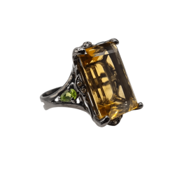 Inel din argint cu citrin 40ct si peridot- Madammi.ro