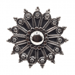 Inel masiv din argint cu aspect vintage - floral - India - Madammi.ro