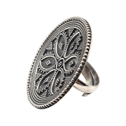 Inel masiv din argint cu aspect vintage - mandala - India - Madammi.ro