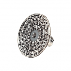 Inel masiv din argint cu aspect vintage - mandala- India - Madammi.ro