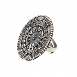 Inel masiv din argint cu aspect vintage - mandala- India - Madammi.ro