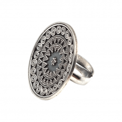 Inel masiv din argint cu aspect vintage - mandala- India - Madammi.ro