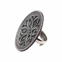Inel masiv din argint cu aspect vintage - mandala - India - Madammi.ro