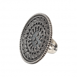 Inel masiv din argint cu aspect vintage - mandala- India -Madammi.ro