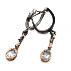 Cercei din argint cu montura de blue topaz - Madammi.ro