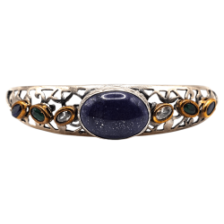 Bratara din argint cu lapis lazuli, safir, onix si cz - Madammi.ro