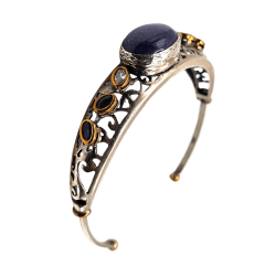Bratara din argint cu lapis lazuli, safir, onix si cz - Madammi.ro