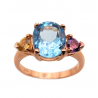 Inel din argint cu blue topaz , ametist si citrin