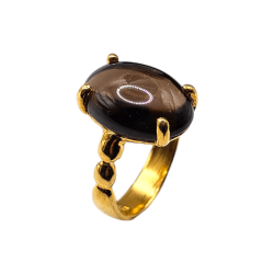 Inel argint cu cuart fumuriu cabochon - Madammi.ro