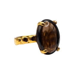 Inel argint cu cuart fumuriu cabochon - Madammi.ro