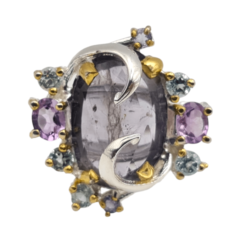 Inel din argint cu iolit, blue topaz si ametist - Madammi.ro Inel din argint cu iolit, blue topaz si ametist - Madammi.ro