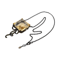 Colier din argint cu citrin fatetat 62ct si cubic zirconia - Madammi.ro
