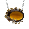 Colier din argint cu pandant cu cuart coniac 43ct, blue topaz si cubic zirconia-steluta de mare-Madammi.ro