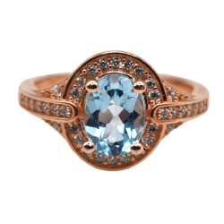 Inel din argint cu blue topaz si cz-model marchiza