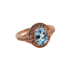 Inel din argint cu blue topaz si cz-model marchiza