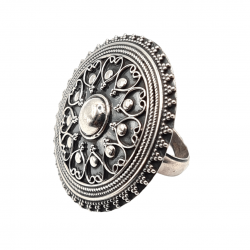 Inel masiv din argint cu aspect vintage - mandala- India-Madammi.ro