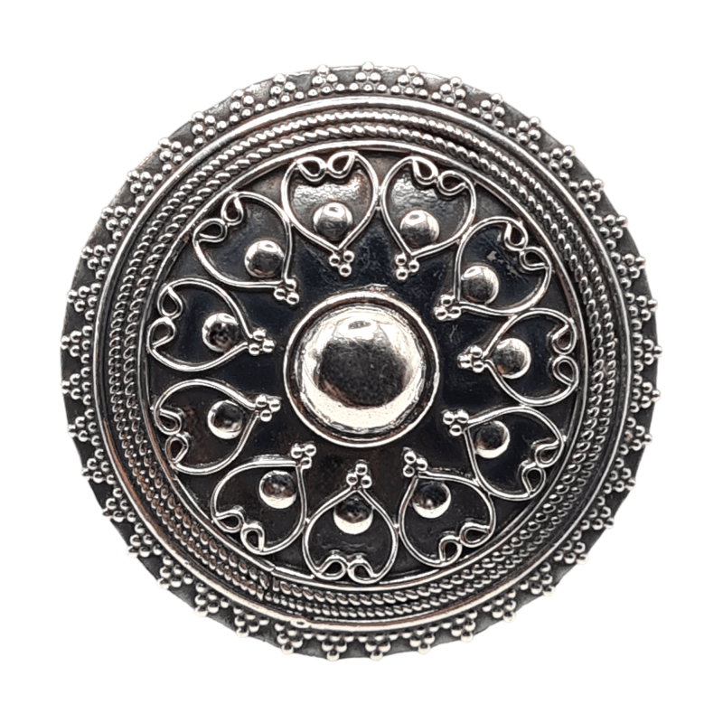 Inel masiv din argint cu aspect vintage - mandala- India-Madammi.ro