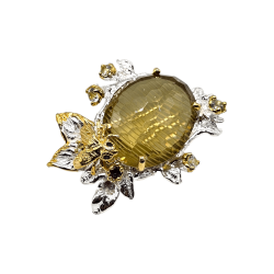 Brosa din argint cu cuart lemon, topaz, ametist si safir - Madammi.ro