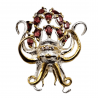Brosa din argint cu granat si cz - octopus - Madammi.ro