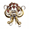 Brosa din argint cu granat si cz - octopus - Madammi.ro