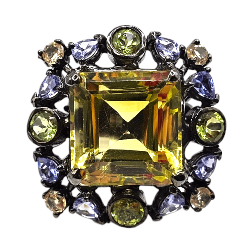 Inel argint cu cuart lemon, tanzanit, peridot si citrin - Madammi.ro Inel argint cu cuart lemon, tanzanit, peridot si citrin - Madammi.ro