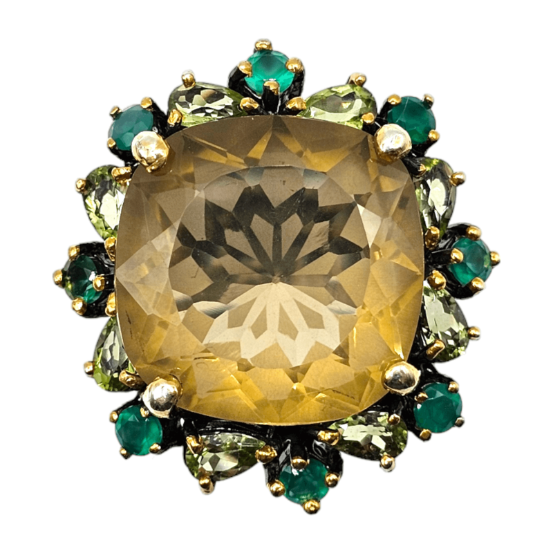 Inel argint cu cuart lemon, peridot si onix verde - Madammi.ro Inel argint cu cuart lemon, peridot si onix verde - Madammi.ro
