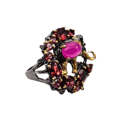 Inel argint cu rubin, rodolit si cz - Madammi.ro