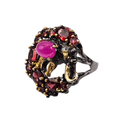 Inel argint cu rubin, rodolit si cz - Madammi.ro