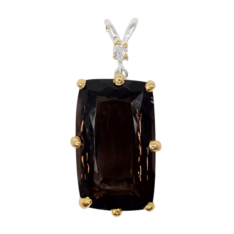 Pandantiv argint cu cuart fumuriu 40ct si topaz - Madammi.ro