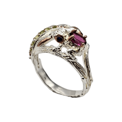 Inel argint cu rodolit si cubic zirconia - Madammi.ro