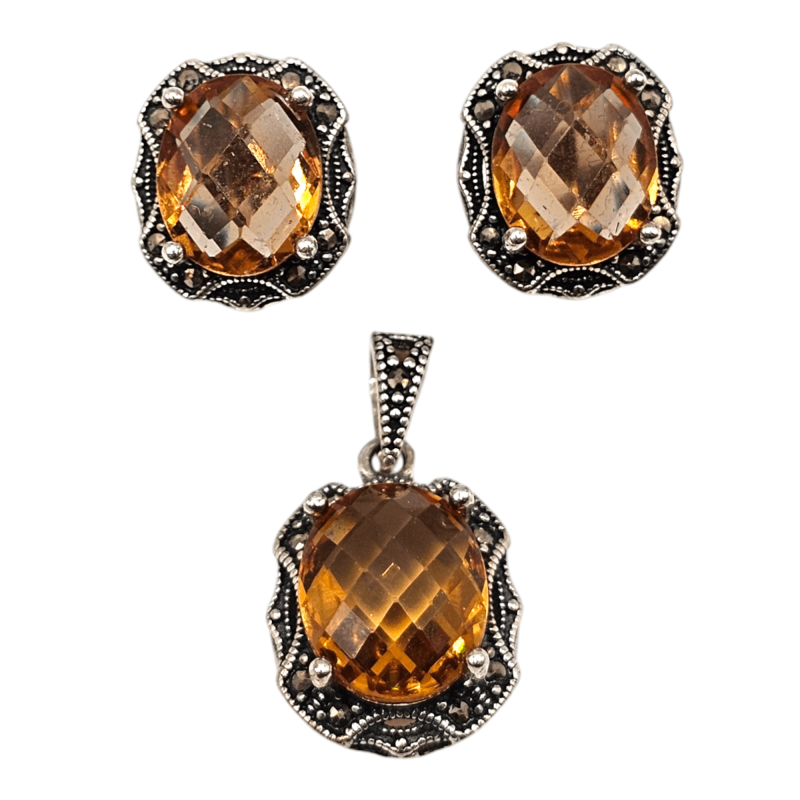 Set din argint cu zultanit si marcasite - Madammi.ro Set din argint cu zultanit si marcasite - Madammi.ro