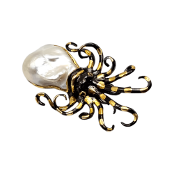 Brosa din argint cu perla baroc si rodolit - octopus