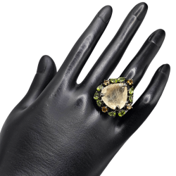 Inel argint cu cuart rutilat, peridot si citrin - Madammi.ro