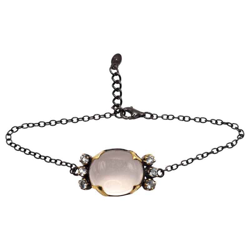 Bratara din argint cu cuart roz si topaz - Madammi.ro Bratara din argint cu cuart roz si topaz - Madammi.ro